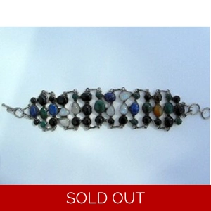 Sterling & 42 Gemstone Bracelet